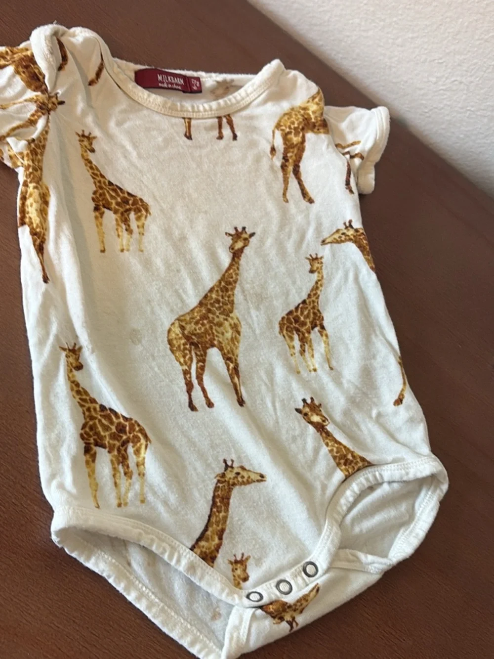 Milkbarn White One-Piece Bodysuits with Giraffe, Veggie & Flamingo Prints